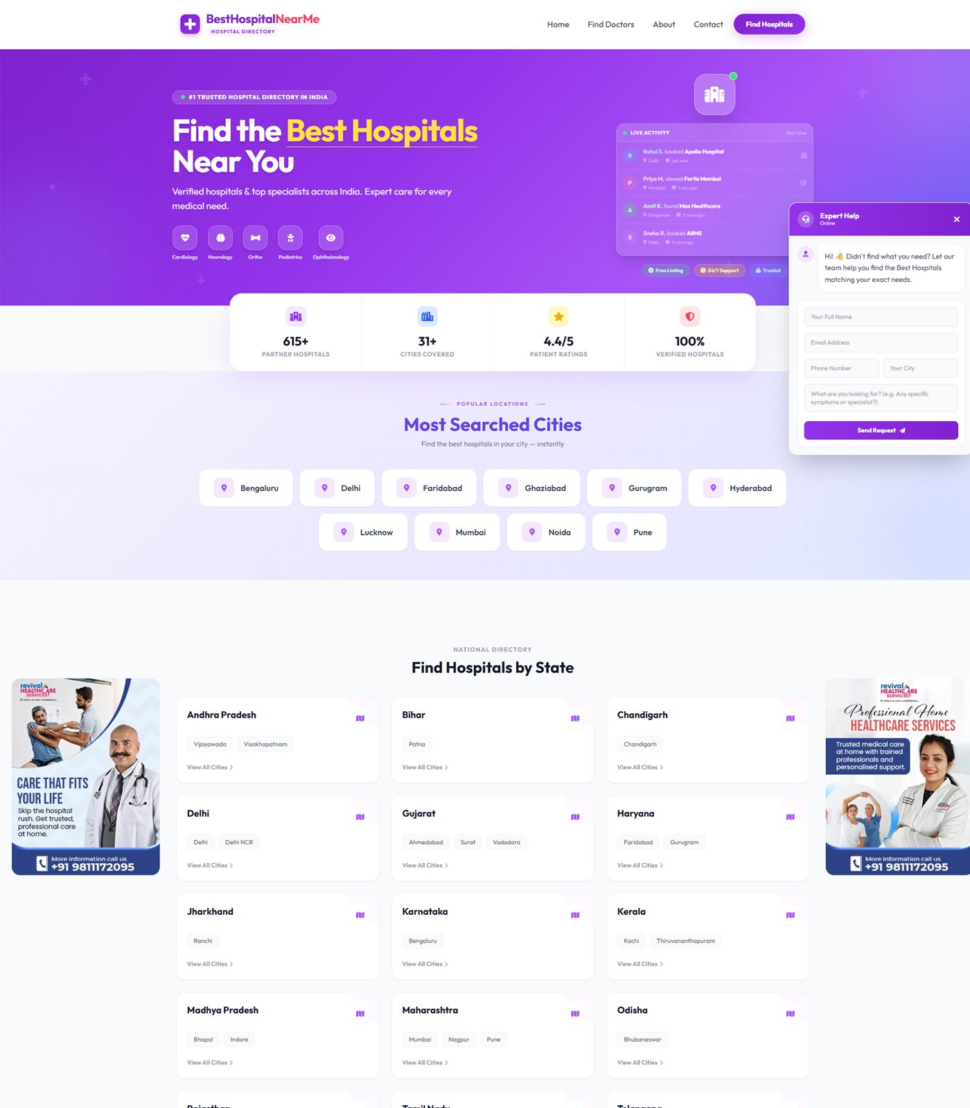 BestHospitalNearMe — medical website built by DoubleSure
